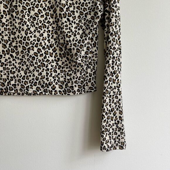 Gaze Leopard Print Mock Neck Long Sleeve Shirt - Small - Picture 4 of 4